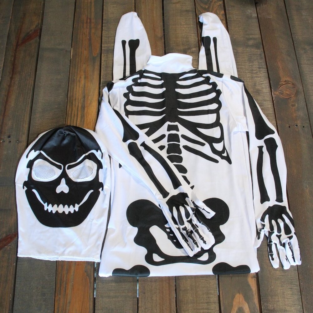 Kids Skeleton Costume - Undead Bone Halloween Costume with Full Head Mask